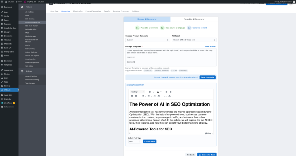 Example of AI generated content