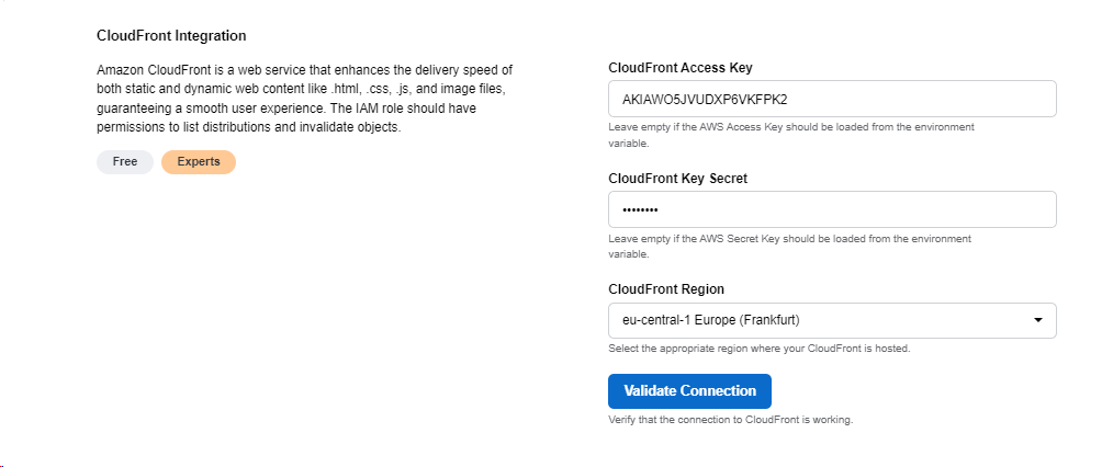 CloudFront integration in URLsLab