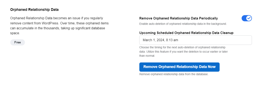 A screenshot of orphaned relationship data
