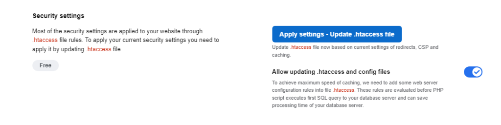 Screenshot of URLsLab’s Secutity settings