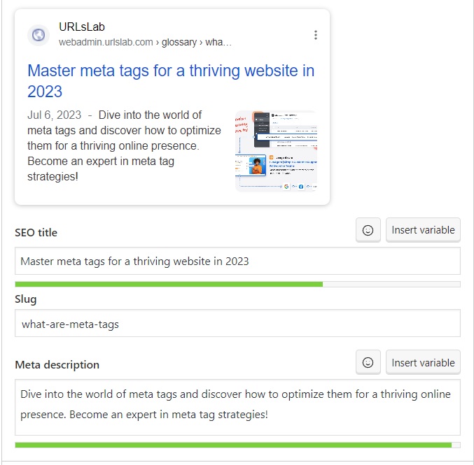 Example of meta description